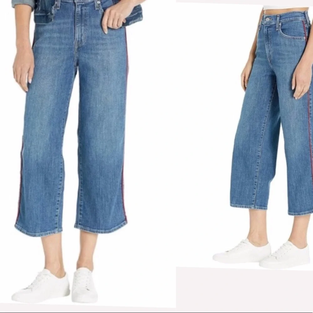 NWT  Levi's Mile High Wide Leg High Waisted Red Side Stripe Jeans